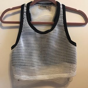 Mesh Black&White Razorback Crop Top